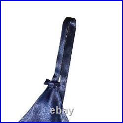 Christian Dior Vintage Navy Blue Satin Slip Dress CD Stitched Size Medium