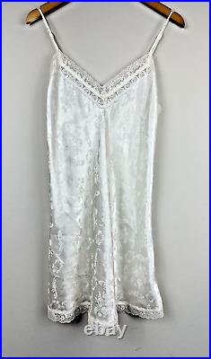 Christian Dior Vintage Slip Dress Size XS Ivory Satin Lace Lingerie Floral Print