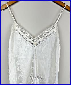 Christian Dior Vintage Slip Dress Size XS Ivory Satin Lace Lingerie Floral Print