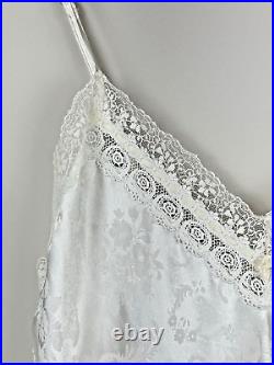 Christian Dior Vintage Slip Dress Size XS Ivory Satin Lace Lingerie Floral Print