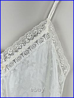 Christian Dior Vintage Slip Dress Size XS Ivory Satin Lace Lingerie Floral Print