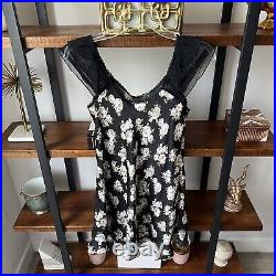 Christian Dior Vintage Y2K Floral Slip Dress With Lace Women's Size Small