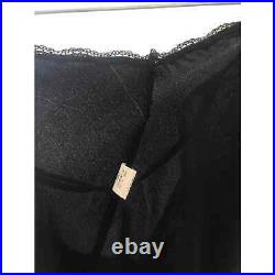 Christian Dior Vtg Long Lace Slip Night Dress L USA Polyester Side Slit Sheer