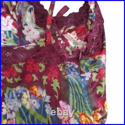 Christian Dior floral maroon slip dress Vintage lace trim Size 4