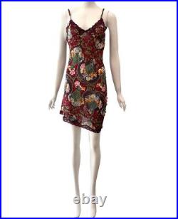 Christian Dior slip dress Vintage lace trim Size 4 floral maroon