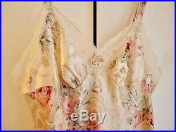 Christian Dior vintage silk satin floral lace pink floral slip maxi dress