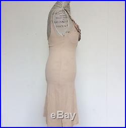 Claire La Faye Cream Nightgown Slip Dress Pearls Lace Hand Made Wedding Vtg XS