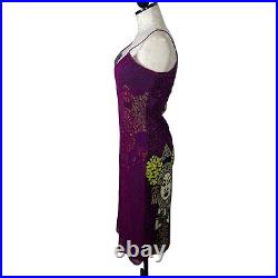 Custo Barcelona Vintage Y2K Slip Dress Size Large Mesh Overlay Magenta Purple