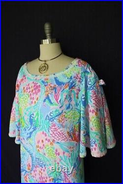 Custom Lilly Pulitzer Mermaid Cove crochet lace flutter caftan tunic dress M
