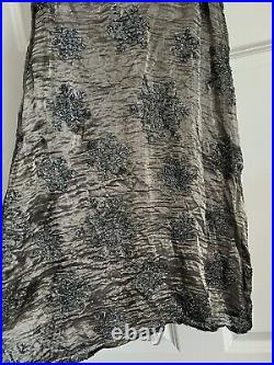 Cynthia Rowley Vintage Bronze Metallic/Silk With Silver Beading S 4 Slip Dress