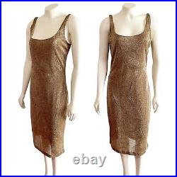 Cynthia Rowley Vintage Gold Metallic Shimmer Slip Dress Size 6