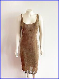 Cynthia Rowley Vintage Gold Metallic Shimmer Slip Dress Size 6