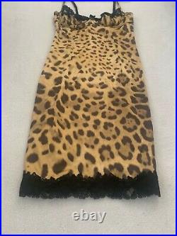 D&G DOLCE & GABBANA 1990s Stretch Leopard Print Bustier dress size Euro 44/ US 6
