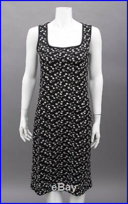 D&G Vintage Black White Silk Sheer Floral Embroidery Sleeveless Slip Dress S
