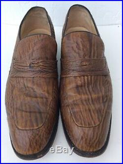 DAVIDS Mens Vintage Exotic Sharkskin Unique Slip On Loafers Shoes Sz 10.5 B