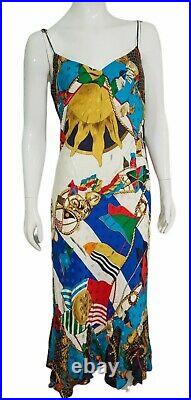 DIANE FREIS DEADSTOCK $690 Vintage 1990s BRITISH/NAUTICAL Resort Slip Dress M/L