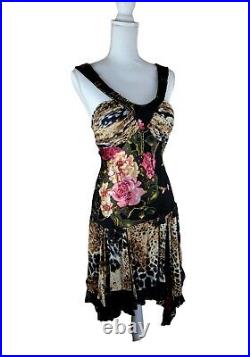 DIANE FREIS Womens Vintage 90s Y2K Silk Dress Salsa Festive Asymmetrical 10