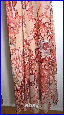 DIANE VON FURSTENBERG Beaded Dress Coral Silk Sequins Midi DVF Vintage 1990s
