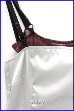 DOLCE & GABBANA D&G VTG Silver Burgundy Sheer Silk Layer Bustier Slip Dress 00/0