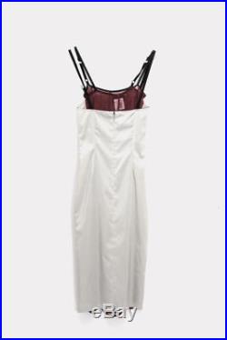 DOLCE & GABBANA D&G VTG Silver Burgundy Sheer Silk Layer Bustier Slip Dress 00/0