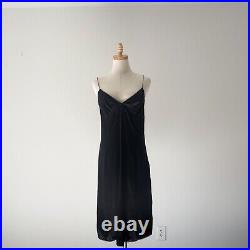 DOLCE & GABBANA Vintage Black V Neck Silk Cami Slip Midi Dress