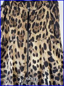 DOLCE & GABBANA Women's Vintage Brown Leopard Silk Sleeveless Slip Dress 42