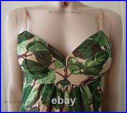 DOLCE & GABBANA vintage 1997 green leaf floral print DRESS size UK 6 US 2 38 DG