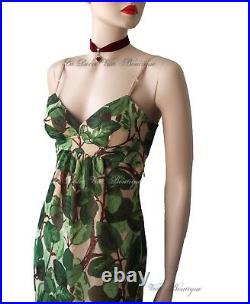 DOLCE & GABBANA vintage 1997 green leaf floral print DRESS size UK 6 US 2 38 DG