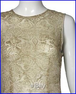 DRIES VAN NOTEN-1990s Printed Silk Mesh Dress, Size-4