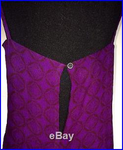 DRIES VAN NOTEN Purple Silk Slip Dress Embroidered Hem (L) Vintage