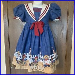 Daisy Kingdom Vintage Factory Made Sailor Bear Blue Puff Sleeves/Slip Size 4