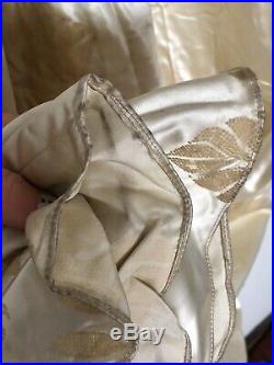 Dated 1940 Custom Made Cream Satin Wedding Dress Sleeves & Slip Sexy Button Back