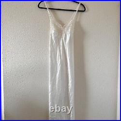 Dentelle Vtg Floral Lace sequins Pearl Embellished Ivory Slip Dress sz Small