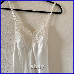 Dentelle Vtg Floral Lace sequins Pearl Embellished Ivory Slip Dress sz Small