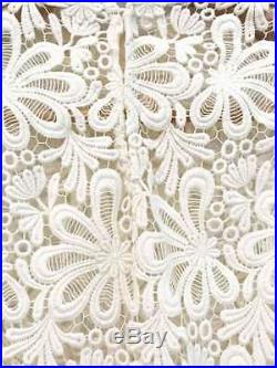 Designer VTG Crochet Lace 60s White Stunning Women's Dress Plus Scanlan Slip