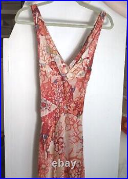 Diane Von Furstenberg Beaded Dress Coral Silk Sequins Vintage 90s Midi Preowned