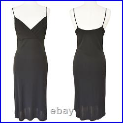 Diane Von Furstenberg Vintage y2k 90s Black Midi Slip Dress Size 12 (runs small)