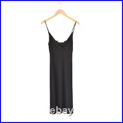 Diane Von Furstenberg Vintage y2k 90s Black Midi Slip Dress Size 12 (runs small)
