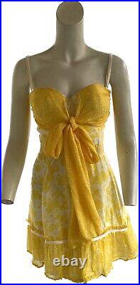 Dolce And Gabbana D&G Yellow Silk Vintage Lingerie Corset Slip Dress