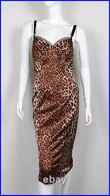 Dolce & Gabbana DG Vintage Womens Leopard Print Slip Wiggle Dress Size 42 S
