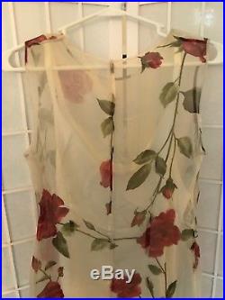 Dolce & Gabbana Vintage Rose Print Floral Silk sheer dress withslip Sz 42
