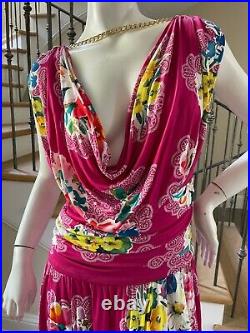 Dolce & Gabbana for D&G Vintage Floral Dress w Draped Gold Chain Details Sz 48