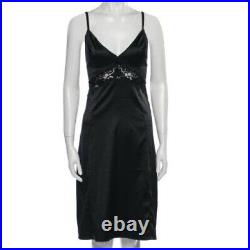 Dolce & Gabbana vintage black mid-length slip dress lace trim Small