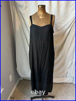 Donna Ricco Long Black Slip Dress Side Slits Size 14
