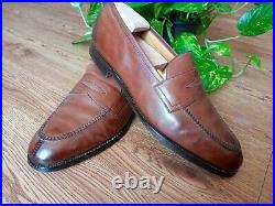 EDWARD GREEN Leather vintage Brown Slip on Moc Penny Loafers Made In England