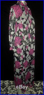 Emilio Pucci For Formfit Rogers Epfr Vtg Pink Floral Full Length Slip Dress 6-8