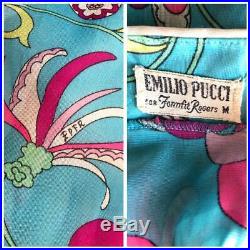 EMILIO PUCCI Vintage 1960's Psychedelic Geometric Floral Nylon Mini Dress Slip S