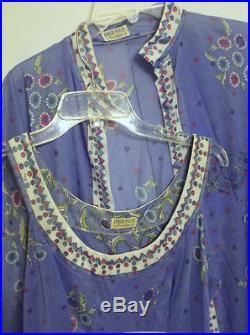 EMILIO PUCCI Vtg 60s Purple Formfit Rogers Slip Dress Robe Peignoir Set SZ S
