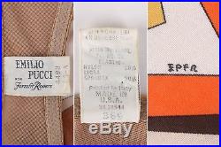 EMILIO PUCCI c. 1960s Formfit Rogers 2pc Tan Geometric Print Tunic Dress Slip Set