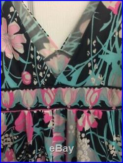 EMILIO PUCCI c. 1970's Formfit Rogers Pale Blue Floral Print Long Slip Maxi Dress